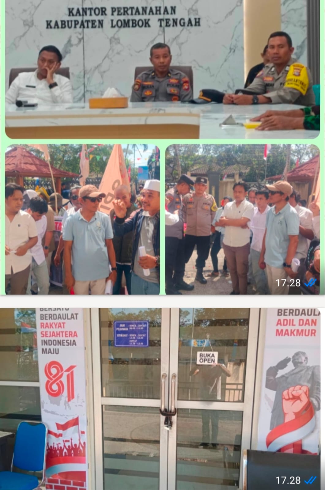 Warga Kecewa Warkah HGB 1991 Tak Ditemukan, Bakar Ban di Depan Kantor BPN Lombok Tengah